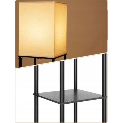Lampadaire avec étagères 1xE27/40W/230V noir/blanc