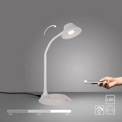 Lampe de table tactile réglable JUST LIGHT 14414-16 LED PUCKI 4,5W 230V blanche à chargement sans fil