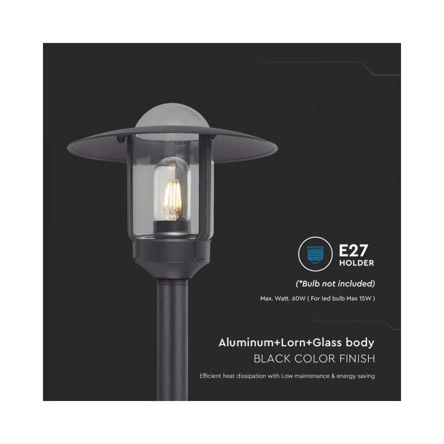 Lampadaire d'extérieur 1xE27/60W/230V IP44 noir