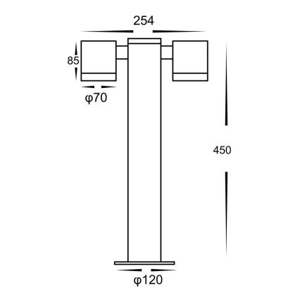 Lampadaire extérieur KETTO 2xGU10/60W/230V IP44 noir