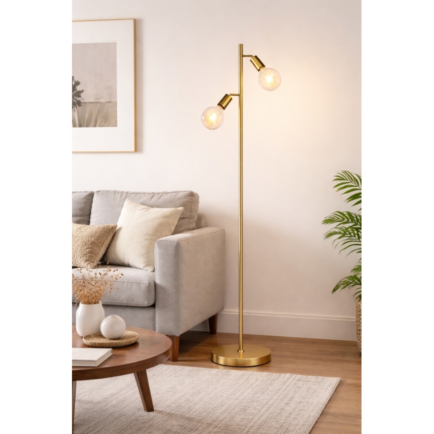 Lampadaire LED 2xE27/7W/230V 2000K doré