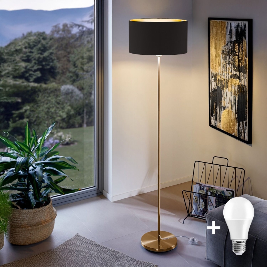 Lampadaire LED sur pied TUNJA 1xE27/20W/230V Ø 38 cm doré/noir