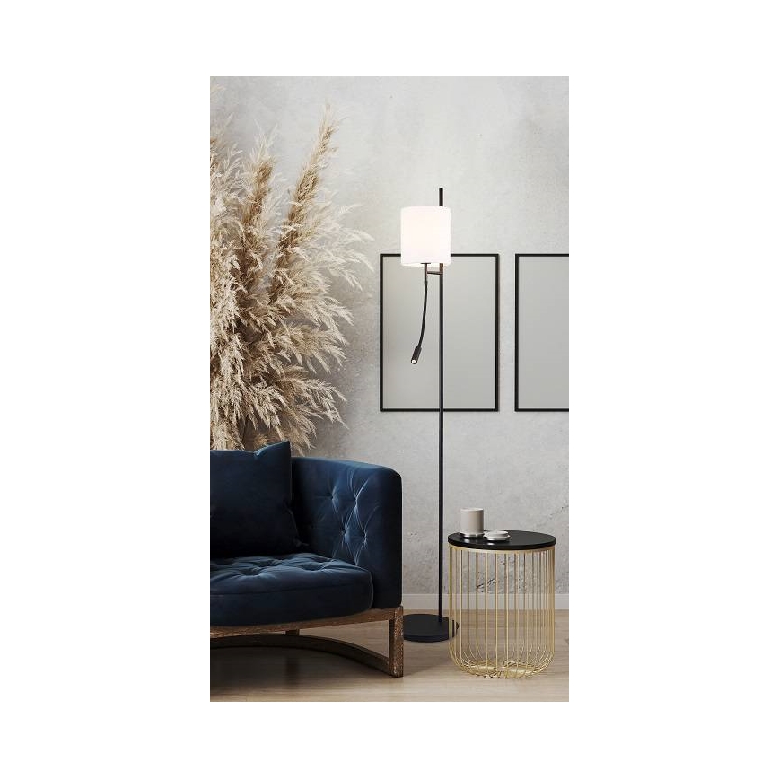 Lampadaire LED TOKYO 1xE27/40W/230V + LED/3W noir/blanc
