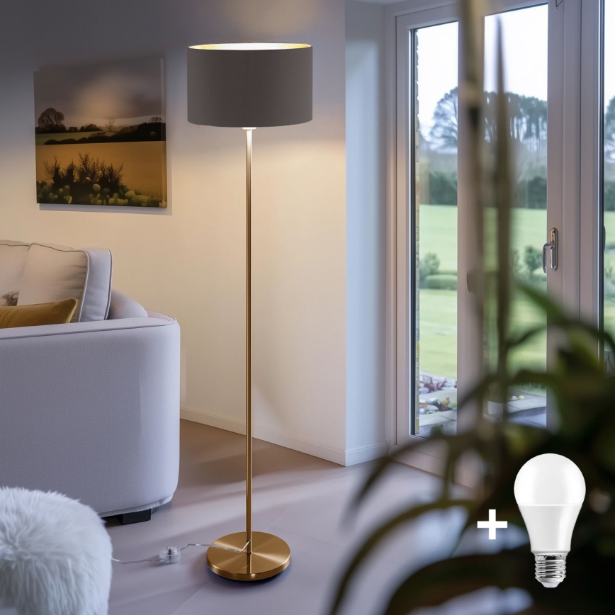 Lampadaire LED TUNJA 1xE27/20W/230V Ø 38 cm doré/marron