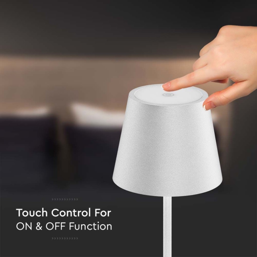Lampadaire rechargeable à intensité variable 3en1 LED/4W/5V 4400 mAh 3000K IP54 blanc