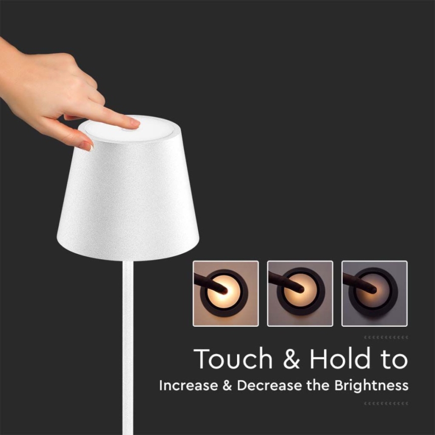 Lampadaire rechargeable à intensité variable 3en1 LED/4W/5V 4400 mAh 3000K IP54 blanc