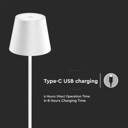 Lampadaire rechargeable à intensité variable 3en1 LED/4W/5V 4400 mAh 3000K IP54 blanc
