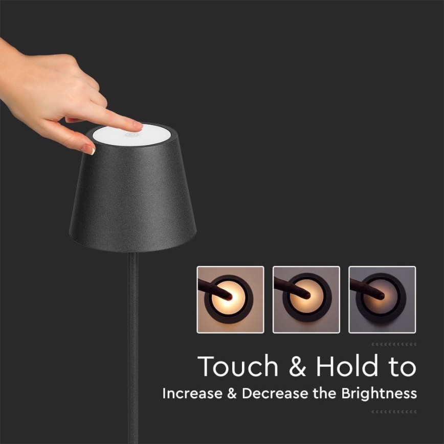 Lampadaire rechargeable à intensité variable 3en1 LED/4W/5V 4400 mAh 3000K IP54 noir