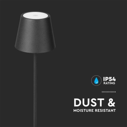 Lampadaire rechargeable à intensité variable 3en1 LED/4W/5V 4400 mAh 3000K IP54 noir
