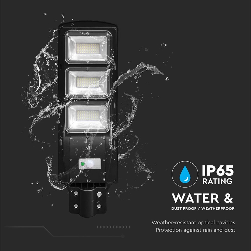 Lampe solaire à intensité variable avec détecteur de mouvement et de crépuscule LED/12W/3,2V 6000K IP65 10000 mAh noir + Télécommande