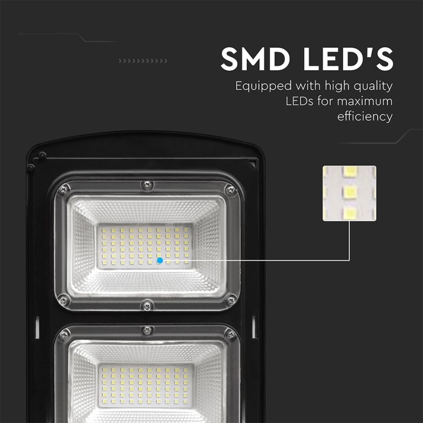 Lampe solaire à intensité variable avec détecteur de mouvement et de crépuscule LED/12W/3,2V 6000K IP65 10000 mAh noir + Télécommande