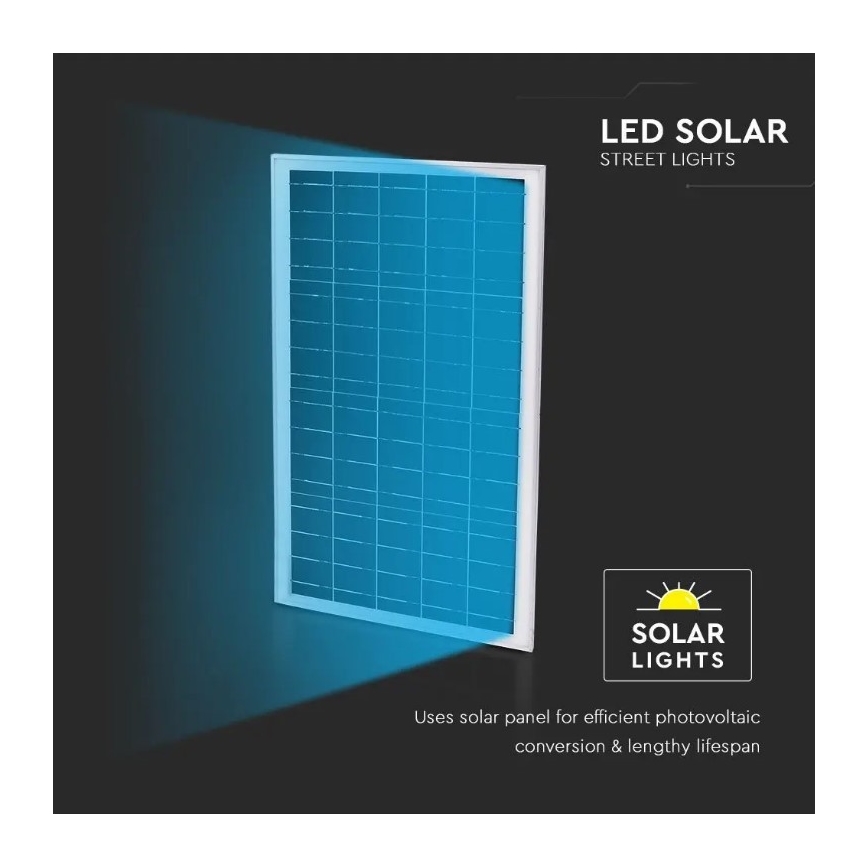 Lampadaire solaire à intensité variable LED/50W/6,4V 4000K IP65 50000 mAh + Télécommande