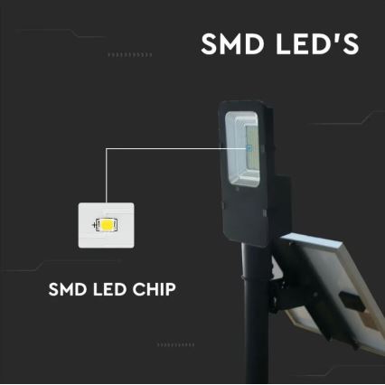 Lampadaire solaire à intensité variable LED/50W/6,4V 4000K IP65 50000 mAh + Télécommande