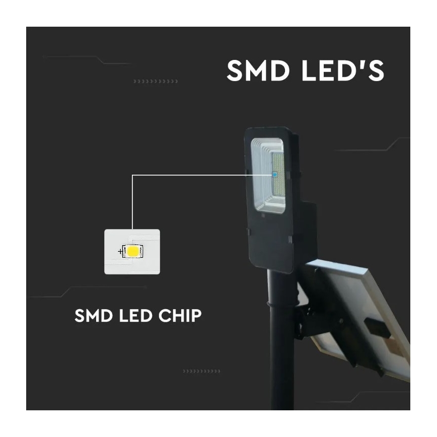 Lampadaire solaire à intensité variable LED/50W/6,4V 4000K IP65 50000 mAh + Télécommande