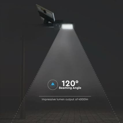 Lampadaire solaire à intensité variable LED/50W/6,4V 4000K IP65 50000 mAh + Télécommande