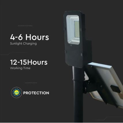 Lampadaire solaire à intensité variable LED/50W/6,4V 4000K IP65 50000 mAh + Télécommande
