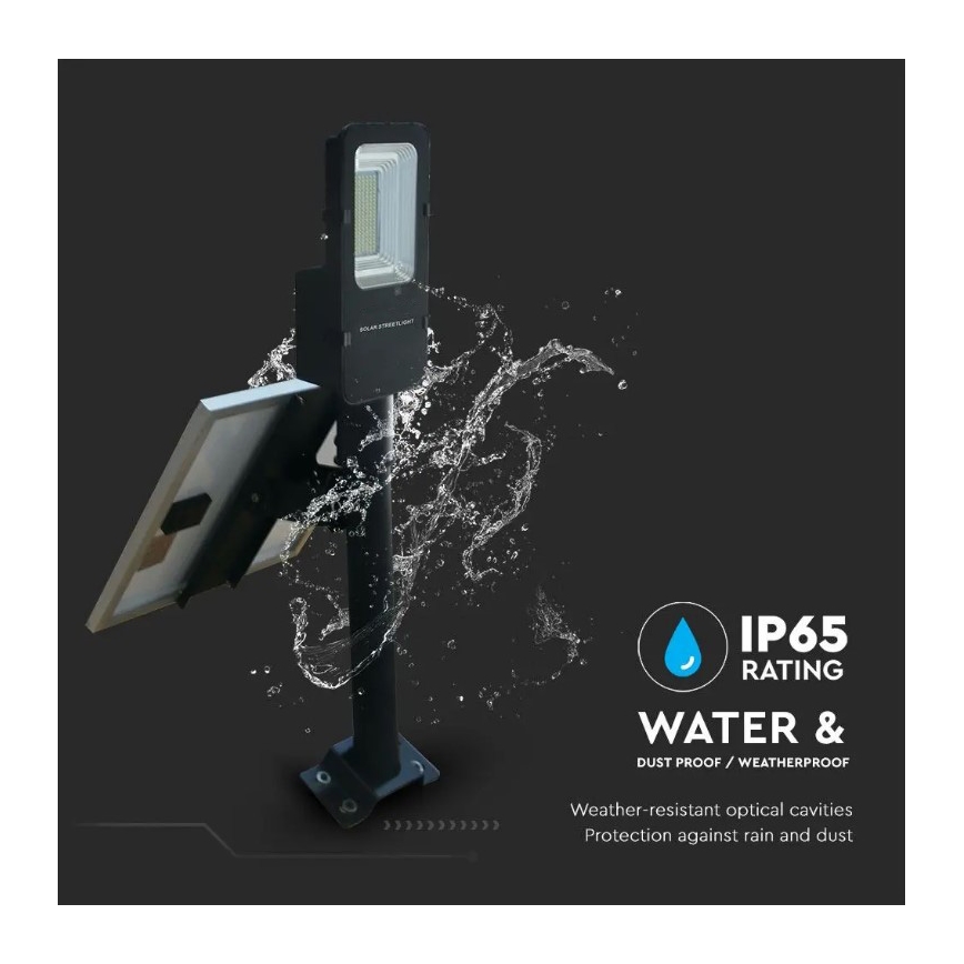 Lampadaire solaire à intensité variable LED/50W/6,4V 4000K IP65 50000 mAh + Télécommande