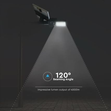 Lampadaire solaire à intensité variable LED/50W/6,4V 6000K IP65 + télécommande