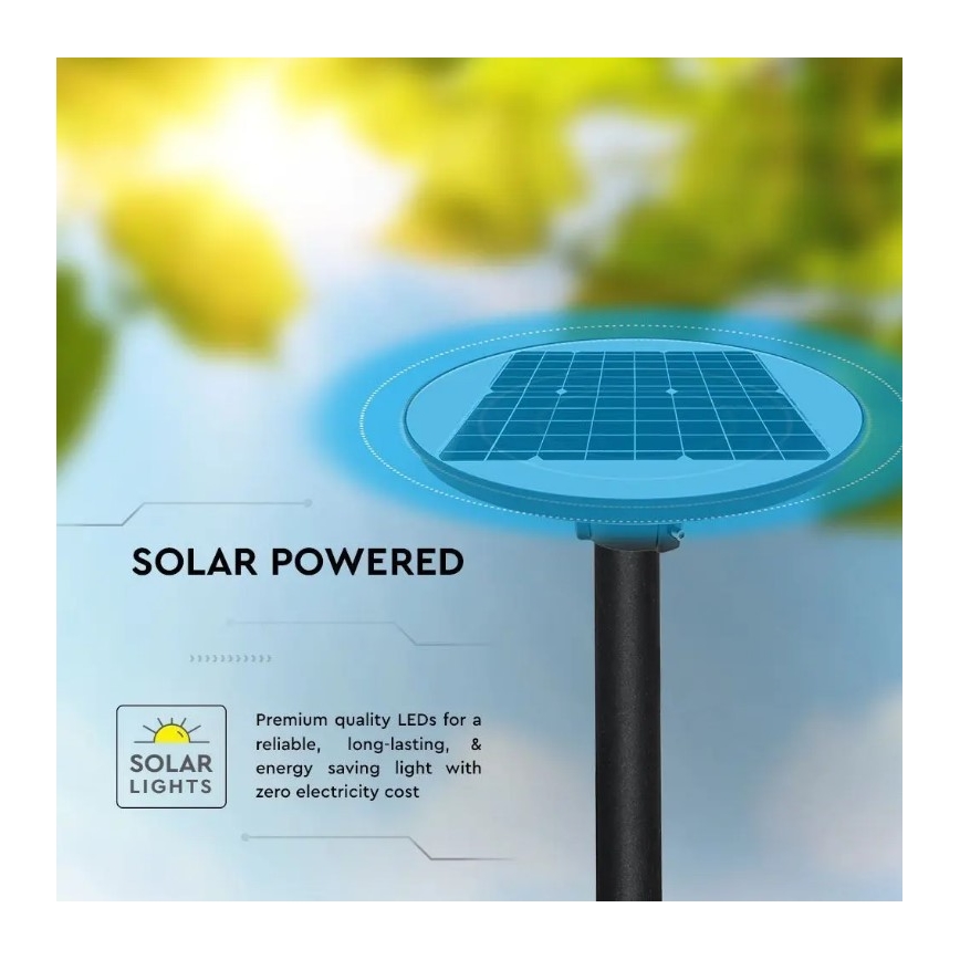Lampadaire solaire avec détecteur LED/10W/3,2V 6500K IP65 25000 mAh + Télécommande