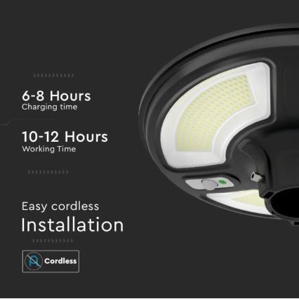 Lampadaire solaire avec détecteur LED/10W/3,2V 6500K IP65 25000 mAh + Télécommande