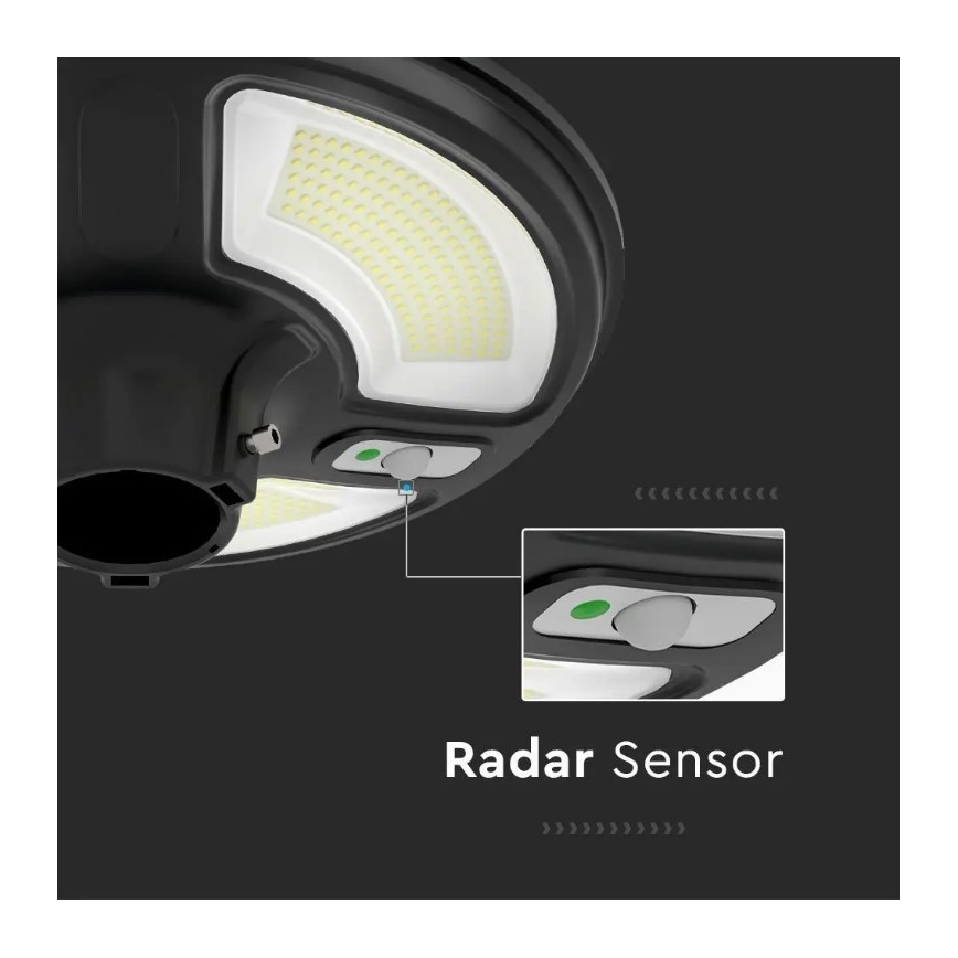 Lampadaire solaire avec détecteur LED/10W/3,2V 6500K IP65 25000 mAh + Télécommande