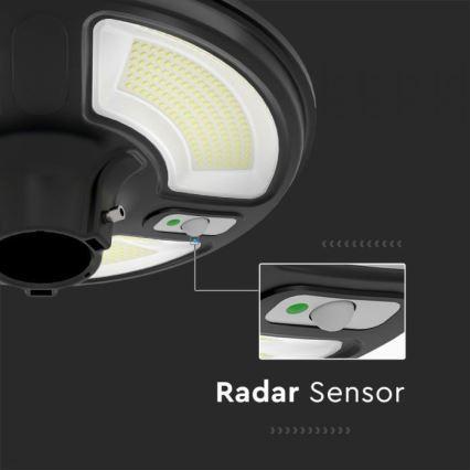 Lampadaire solaire avec détecteur LED/10W/3,2V IP65 4000K 15000 mAh + Télécommande
