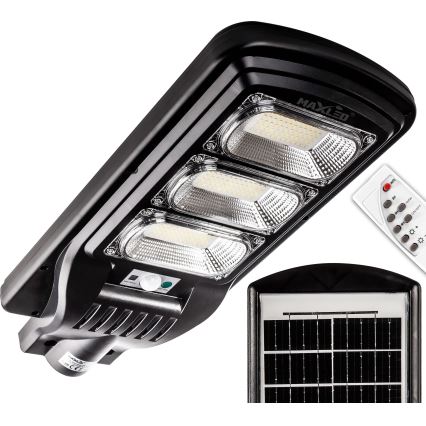 Lampe solaire à intensité variable avec détecteur LED/180W/6V 6500K IP65 noir + Télécommande