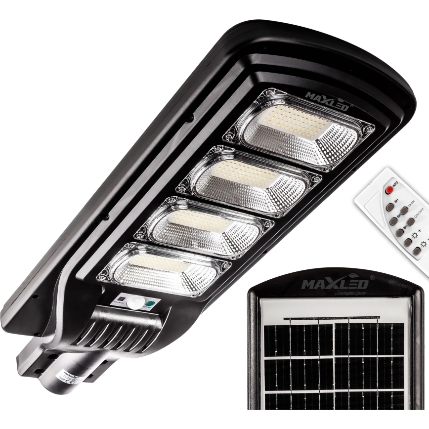 Lampe solaire à intensité variable avec détecteur LED/240W/6V 6500K IP65 noir + Télécommande