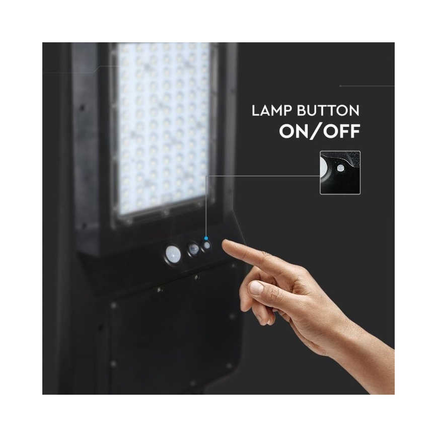 Lampadaire solaire avec détecteur LED/40W/9,6V IP65 4000K + Télécommande