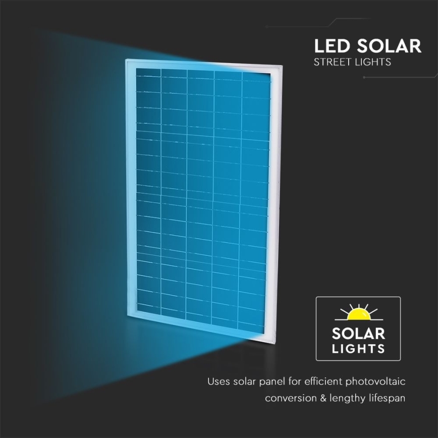 Lampadaire solaire à intensité variable SAMSUNG CHIP LED/50W/6,4V 4000K IP65 30000 mAh + Télécommande