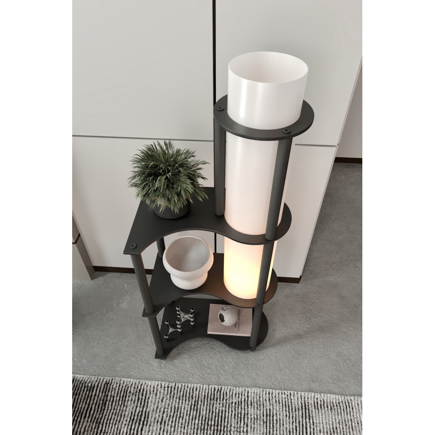 Lampadaire sur pied avec tablettes NOTO, 1xE27/40W/230V, noir