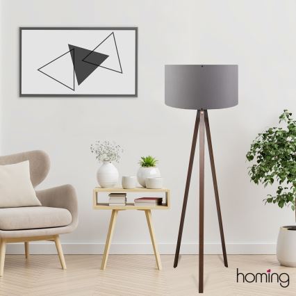 Lampadaire sur pied AYD 1xE27/40W/230V marron/gris