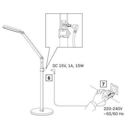 Lampadaire tactile à intensité variable FERRARA LED/13W/230V 3000/4000/6000K blanc