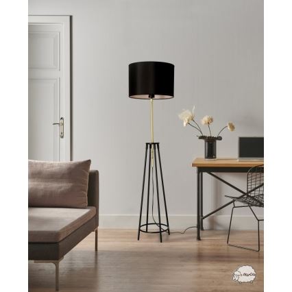 Lampadaire TEGOLA 1xE27/60W/230V noir/doré