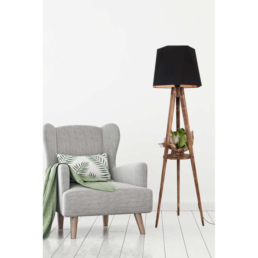 Lampadaire TRIPOD 1xE27/60W/230V noir/marron