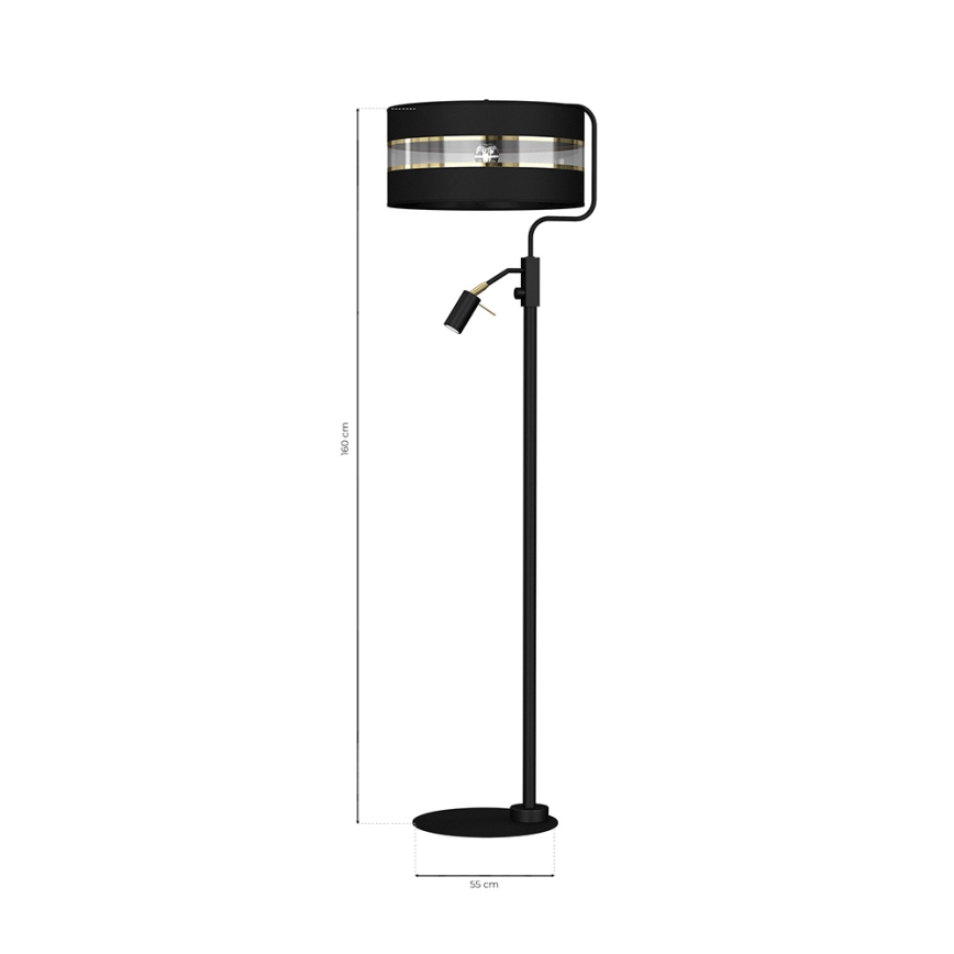 Lampadaire ULTIMO 1xE27/40W/230V + 1xGU10/MR11/7W noir