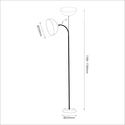 Lampadaire ZACK 1xE27/15W/230V noir