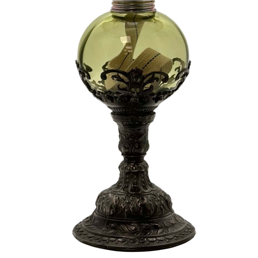 Lampe à huile DRAHOMÍRA 50 cm vert forêt décoré avec de l'étain