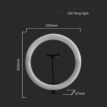 Lampe à intensité variable avec trépied et support pour vlogging LED/10W/5V 3200-5500K