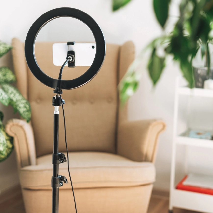 Lampe à intensité variable avec trépied et support vlogging LED/15W/5V 2700-6500K