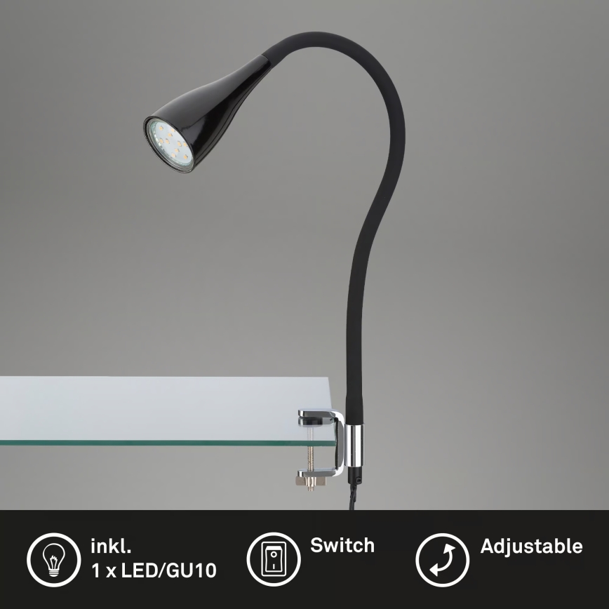 Lampe à pince 1xGU10/3W/230V noire