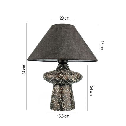 LAMPE À TABLE RAMZES 1xE27/40W/230V Noire