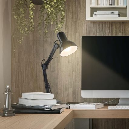 Lampe de bureau 2-en-1 à pince, 1 x E27, 60 W, 230 V, noire