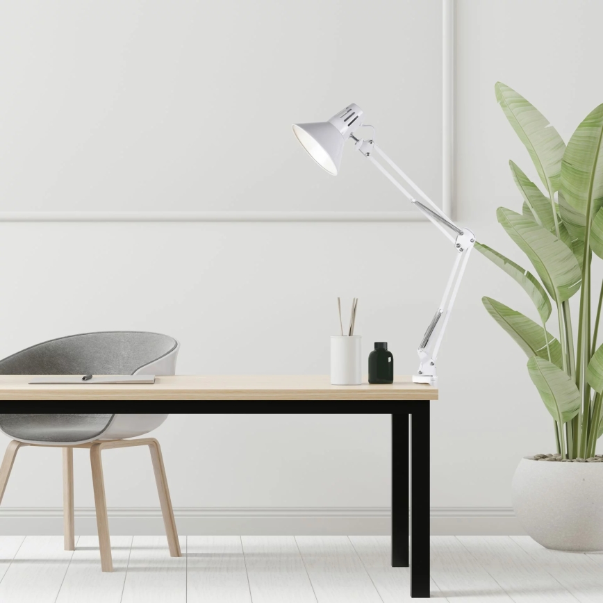 Lampe de bureau à pince WORKER 1xE27/10W/230V blanche