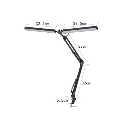 Lampe de bureau LED à pince 2xLED/10W/230V 2800-6800K