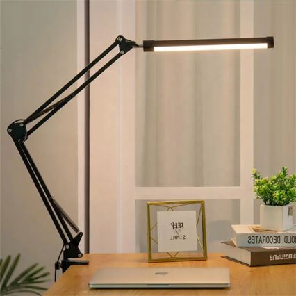 Lampe de bureau LED tactile, dimmable et flexible à pince LED/10W/5/230V 3000/4000/6000K noire