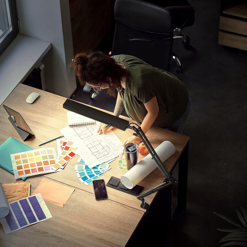 Lampe de bureau LED tactile, dimmable et flexible à pince LED/10W/5/230V 3000/4000/6000K noire