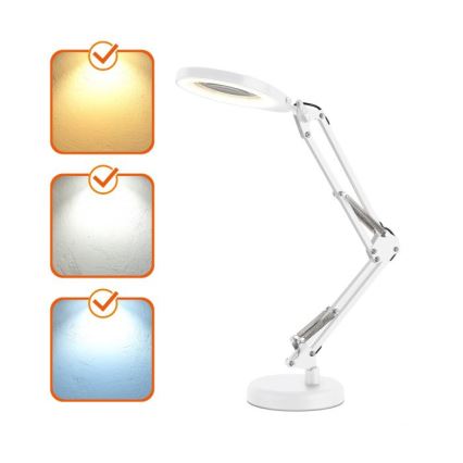 Lampe de bureau LED à intensité variable avec loupe 2-en-1 AURIQ LOUPE LED/10W/5V 3000/4000/6500K blanche