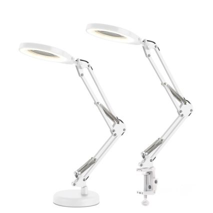 Lampe de bureau LED à intensité variable avec loupe 2-en-1 AURIQ LOUPE LED/10W/5V 3000/4000/6500K blanche