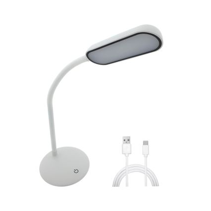 Lampe de bureau flexible tactile LED dimmable LED/6W/5V USB 1200 mAh blanche